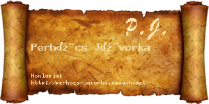 Perhócs Jávorka névjegykártya